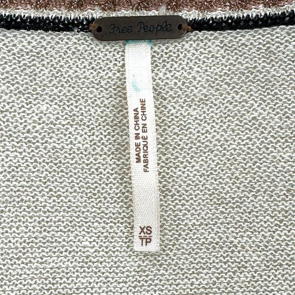 Free People Womens Gold Dust Pullover Sweater Color Block V- Neck Size XS - Picture 6 of 7